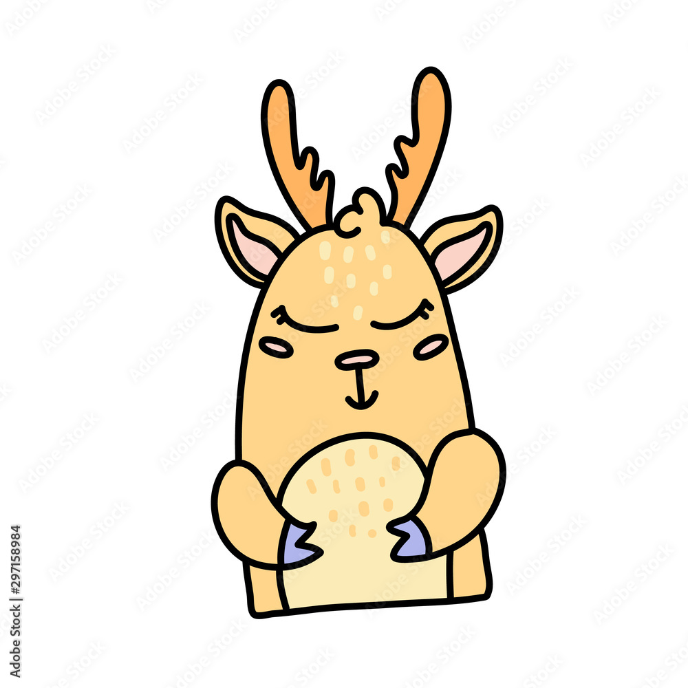 Cute baby deer hand drawn vector character Cute baby deer hand drawn vector character