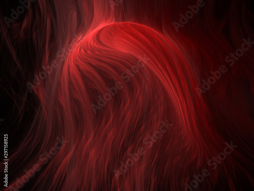 3D Illustration - Soft Abstract Background Image, Red Colored Sphere with Soft Focus, Motion Concept, Turbulence, smoke flowing around object effect, motion concept, digital illustration