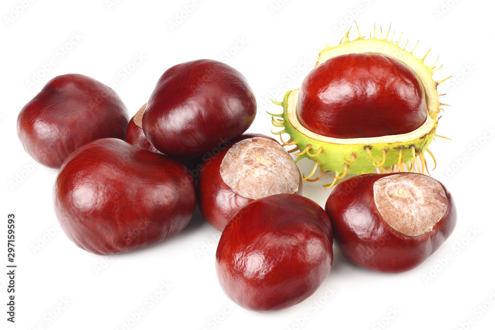 chestnuts isolated on a white background. Healthy chestnuts isolated on a white background. Healthy