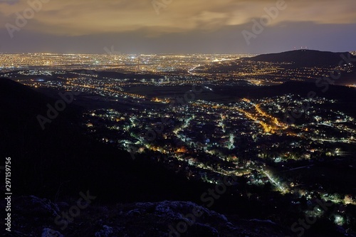 View of Budapest from above at night