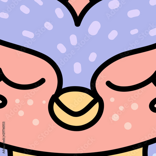 Cute baby owl snout cartoon vector illustration
