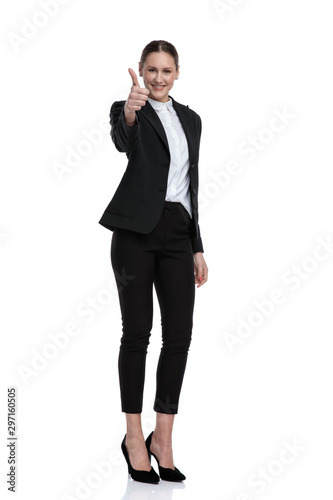  smiling young businesswoman making the ok sign
