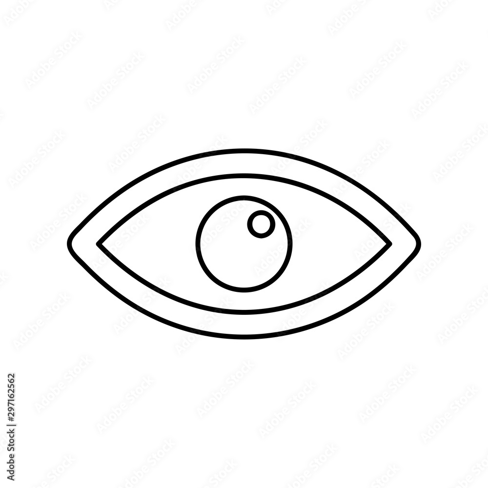 Eye icon thin line for web and mobile, modern minimalistic flat design. Vector black icon on white background.