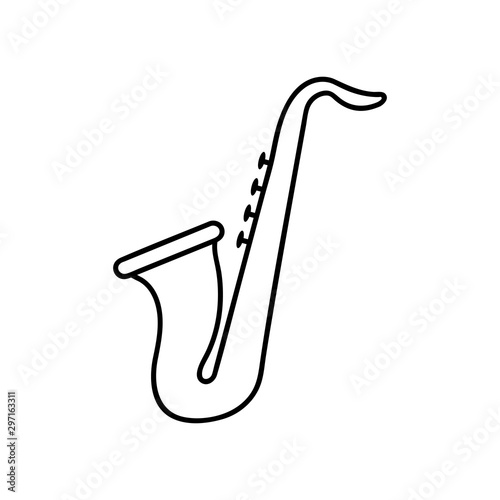 Saxophone icon in outline style isolated on white background. Musical instruments symbol stock vector illustration