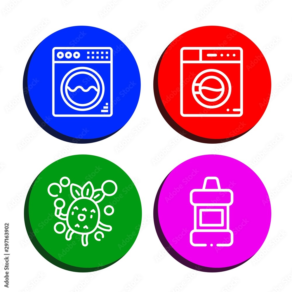 Set of clear icons such as Washing machine, Bubbles, Mouthwash , clear Set of clear icons such as Washing machine, Bubbles, Mouthwash , clear