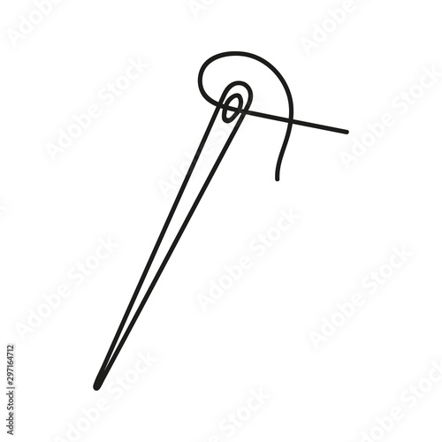 Needle icon in single grey color. Fashion industry sewing dressmaker tailor. Symbol, logo illustration.