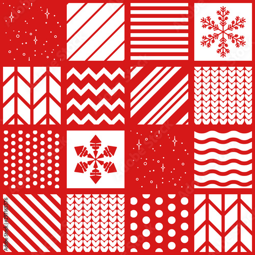 Seamless pattern for Christmas in patchwork style.