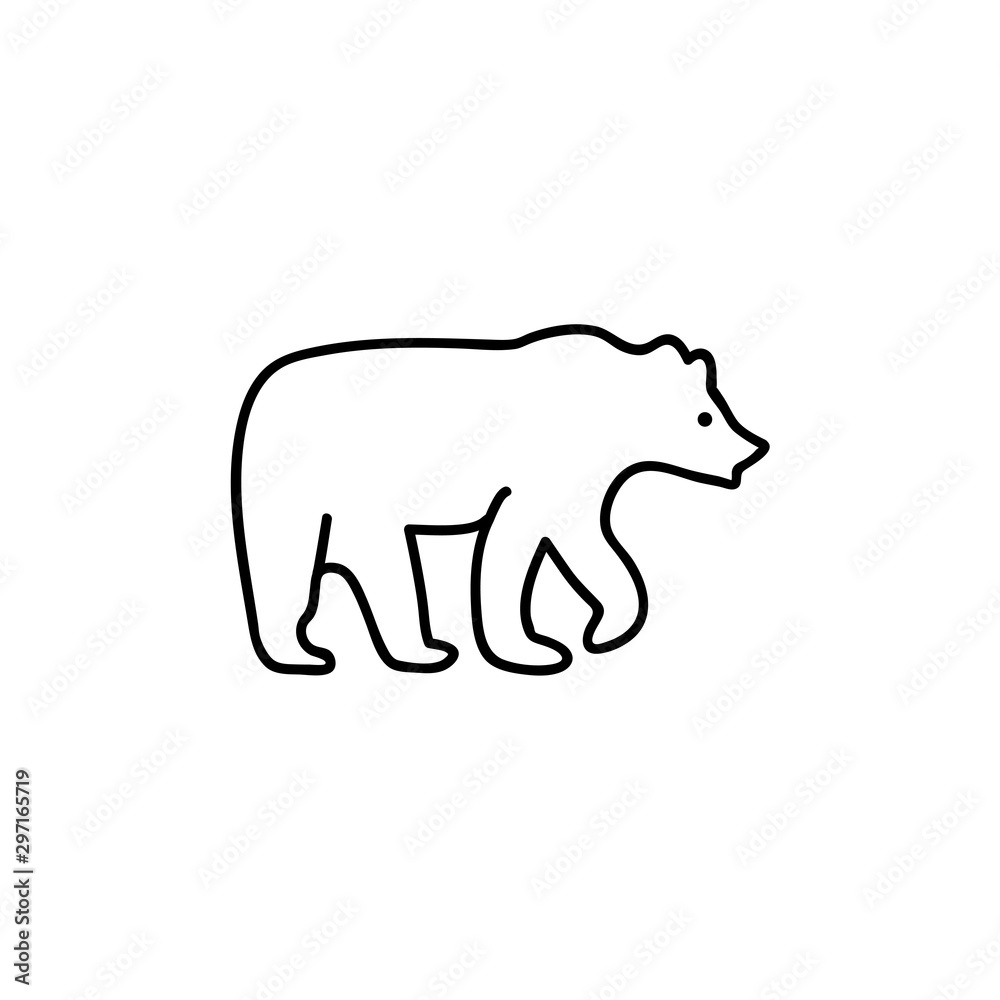 Fototapeta premium Bear wild animals line icon. High quality black outline pictogram for web site design and mobile apps. Vector illustration on a white background.