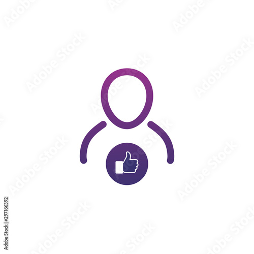 User profile icon with thumb up. Stock Vector illustration isolated on white background