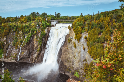 Montmorency Falls on a sunny fall day. Quebec  Canada