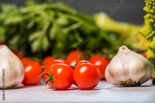 fresh vegetables on wooden table