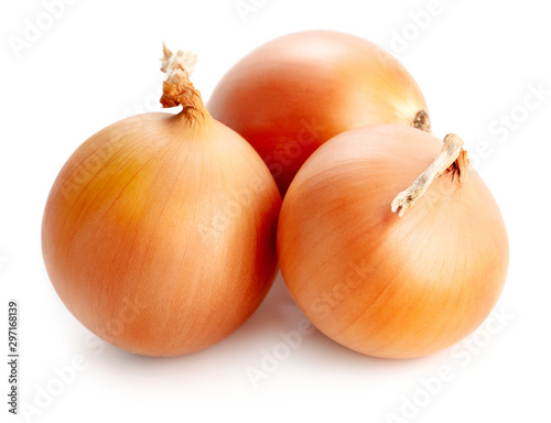 raw onions isolated on white background