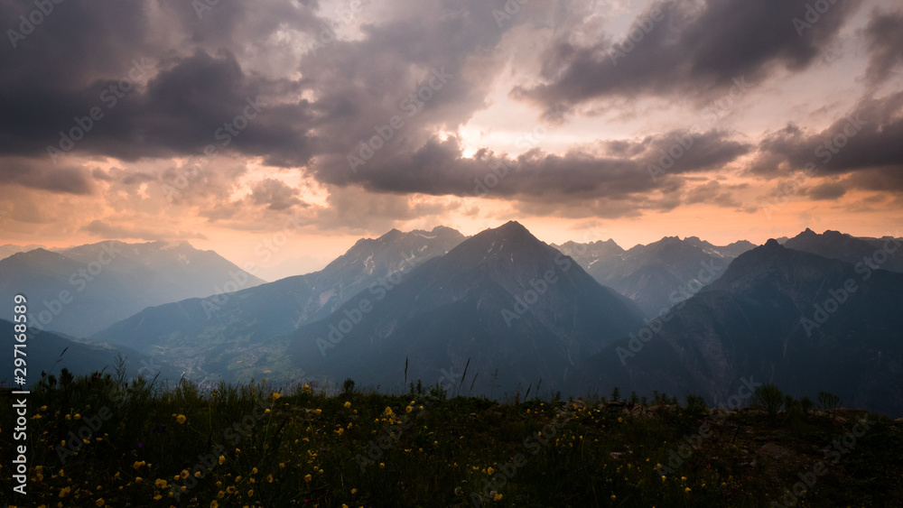 alpine panorama seen from Venet in Austria 