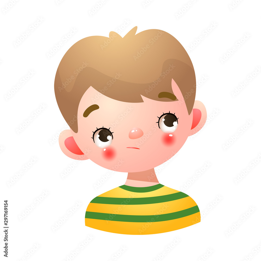 Boy with thoughtful and confused face expression vector illustration Boy with thoughtful and confused face expression vector illustration