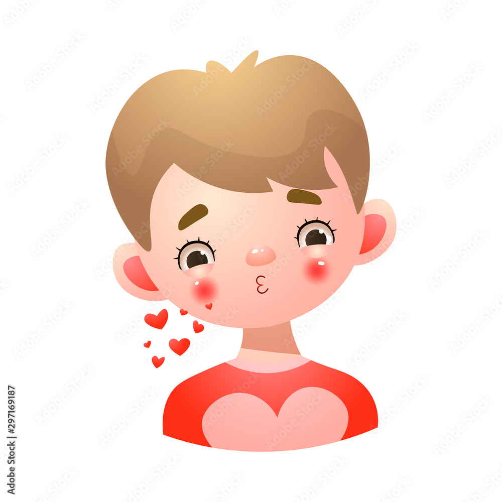 Little boy face blowing kiss vector illustration Little boy face blowing kiss vector illustration
