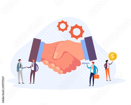 Business partnership handshake concept. Vector flat graphic design illustration