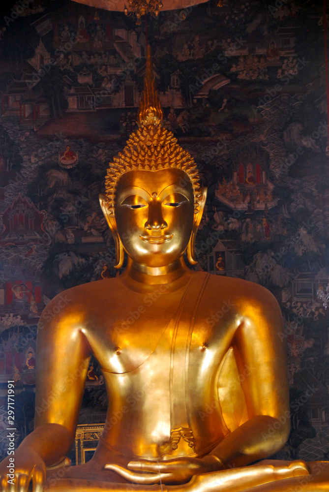 golden buddha statue in temple in Bangkok
