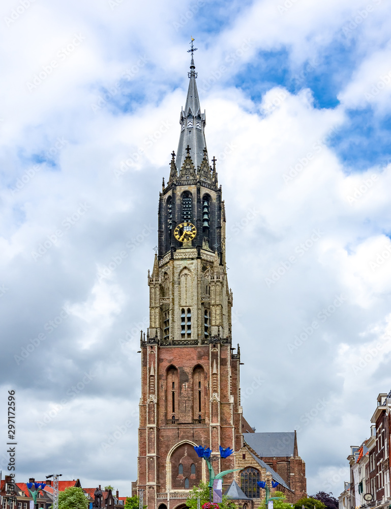 New church on Market square in Delft, Netherlands