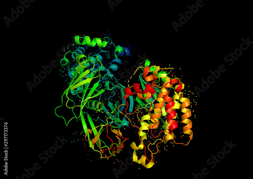 Tableau sur toile 3D model of a protein molecule.