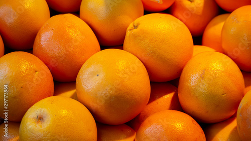Close up of oranges from city market in warm colors