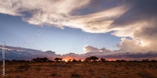 african sunset in namibia wide panorama with cloud formation (ID: 297175384)