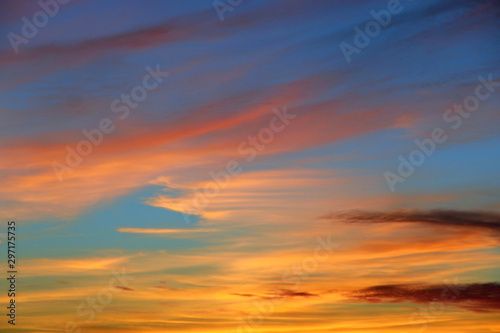 Orange sunset before night. Twilight with bright sunset. Evening landscape © alexmak