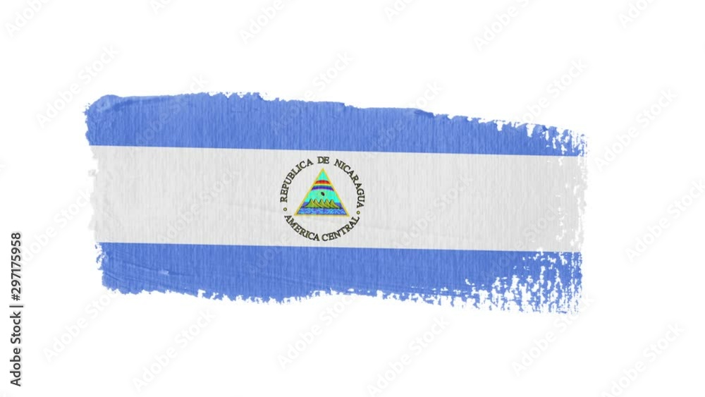 Nicaragua flag painted with a brush stroke