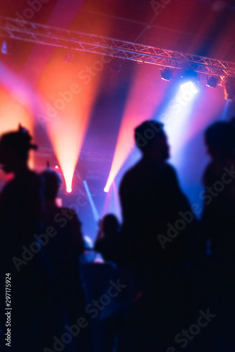 people enjoying a party with many colorful lights © aerogondo