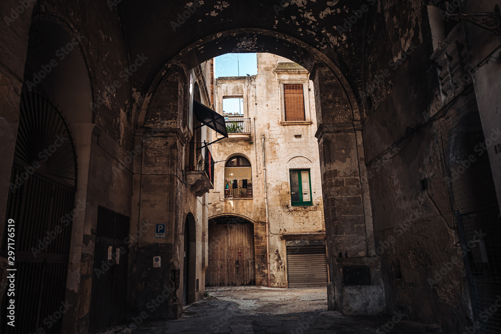Old building in the street of Grottaglie, Puglia region