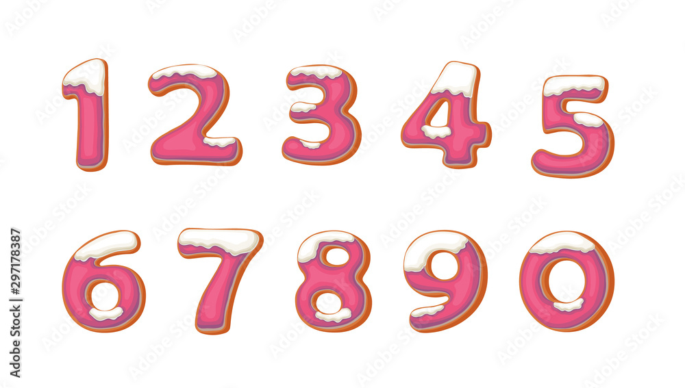 Gingerbread cookie numbers. vector illustration with gingerbread cookie numbers in cartoon style. Gingerbread cookie numbers. vector illustration with gingerbread cookie numbers in cartoon style.