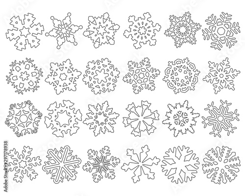 Set of vectorized abstract Snowflakes