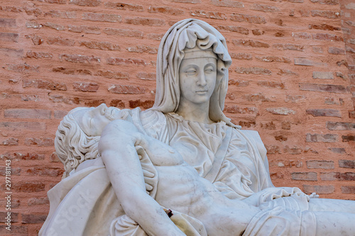 Replica of Miguel Angel's famous sculpture the Pieta at Adolfo Suarez park of torrejon de ardoz, madrid, spain photo