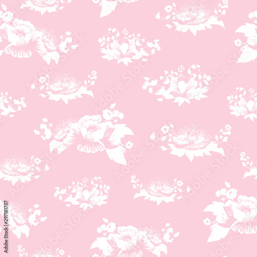 Vector Soft Romantic Pink Roses seamless pattern background.