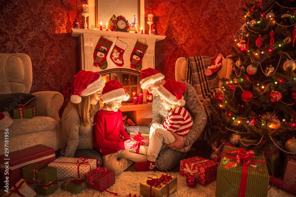 family celebrating Christmas
