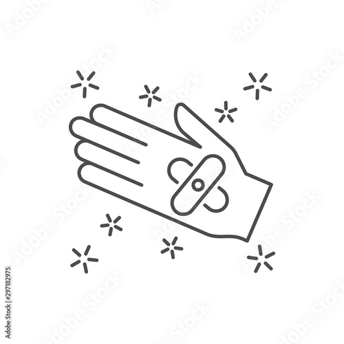 Adhesive bandage hand icon. Simple line, outline vector of hygiene icons for ui and ux, website or mobile application on white background