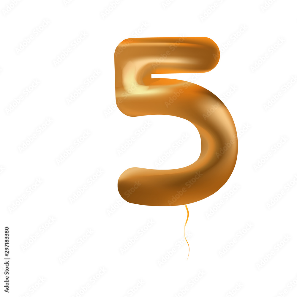 Naklejka premium Number balloon 5 vector color illustration