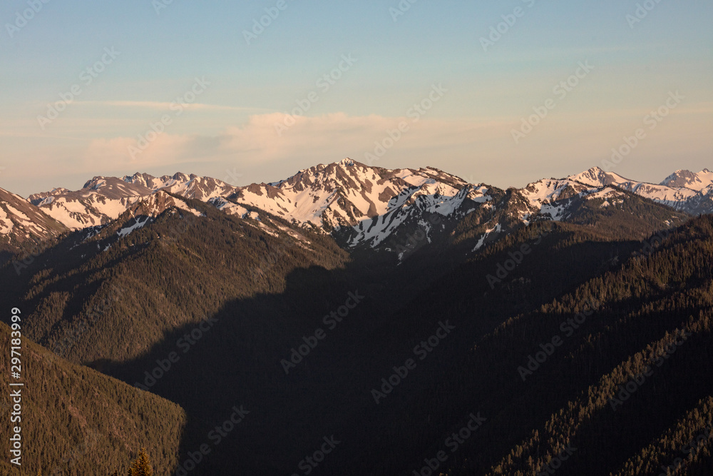 Panoramic View of Hurricane Ridge, mountainous area in Olympic National Park, Washington. Pacific Northwest Mountains, Protected National Forest Area, Scenic Mountain View, Ridges and Peaks