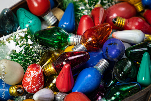 Close-up of a group of Vintage Electric Christmas Light Bulbs