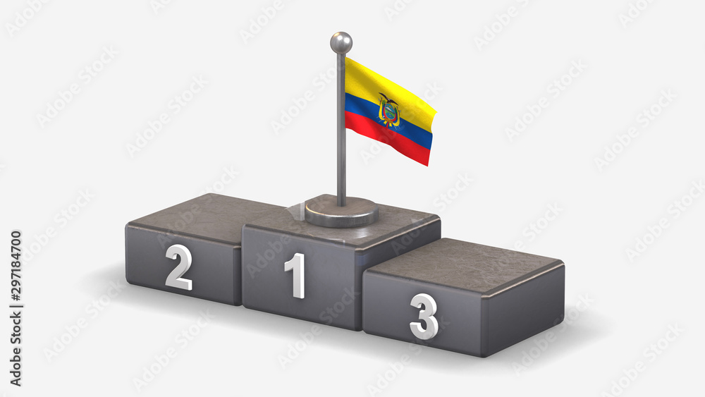 Ecuador 3D waving flag illustration on winner podium. Ecuador 3D waving flag illustration on winner podium.