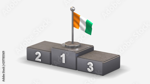 Ivorycoast 3D waving flag illustration on winner podium. photo