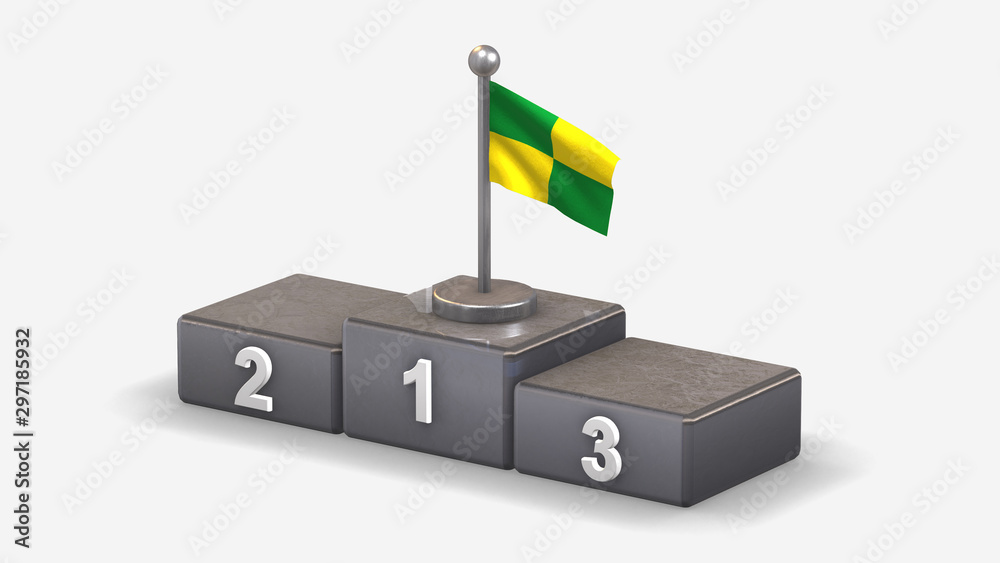 Pastaza 3D waving flag illustration on winner podium. Pastaza 3D waving flag illustration on winner podium.