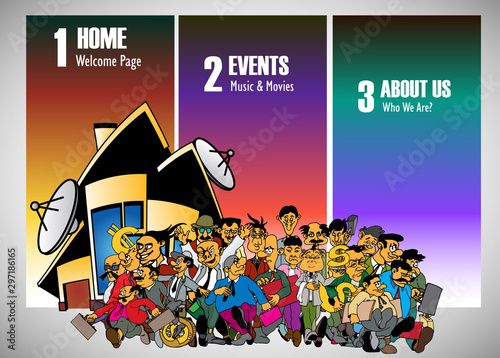 Vector illustration of corporate structure, cartoon character of business team