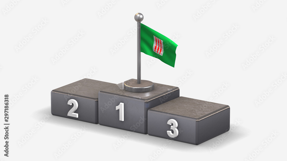 Umbria 3D waving flag illustration on winner podium. Umbria 3D waving flag illustration on winner podium.