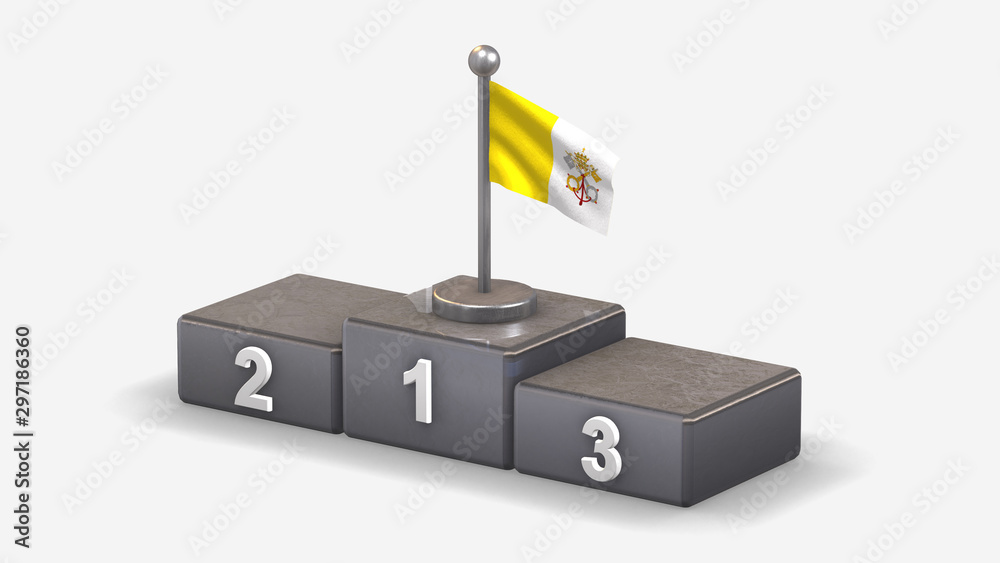 Vatican 3D waving flag illustration on winner podium. Vatican 3D waving flag illustration on winner podium.