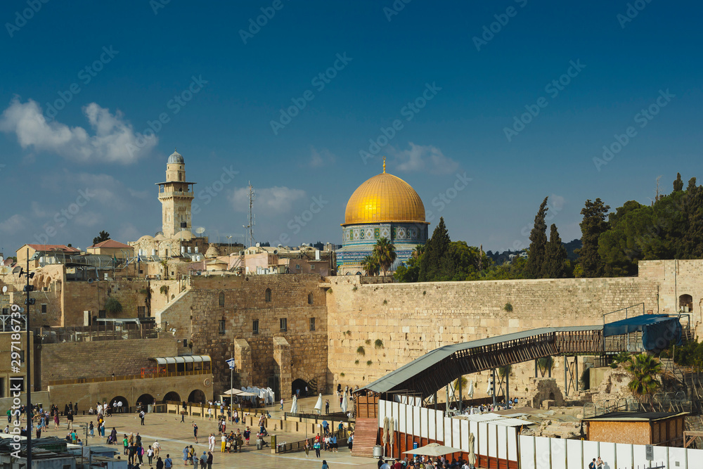 Jerusalem western wall summer panorama