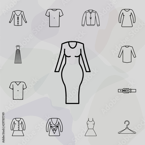 Woman fitted dress icon. Universal set of clothes for website design and development, app development