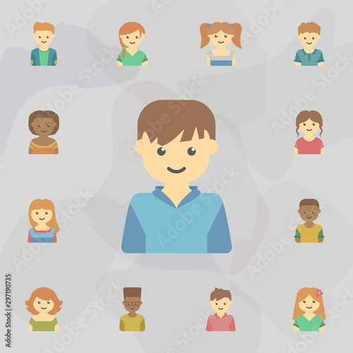 avatar of boy colored icon. Universal set of kids avatars for website design and development, app development