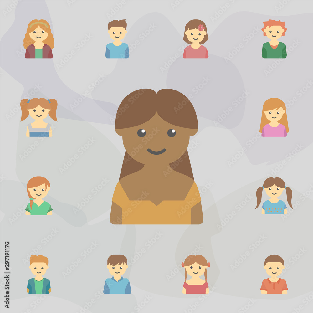avatar of black girl colored icon. Universal set of kids avatars for website design and development, app development avatar of black girl colored icon. Universal set of kids avatars for website design and development, app development