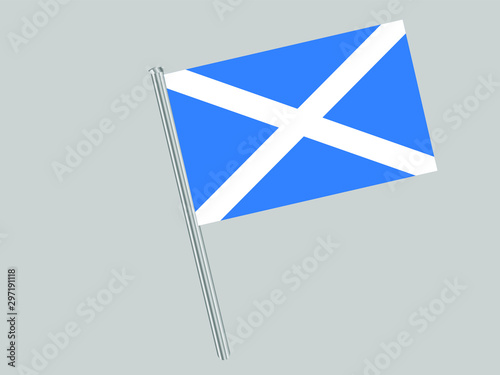 Flagpole of National flag of Scotland know as Alba, part of United Kingdom of Great Britain. original colors and proportion. Vector illustration, from countries flag set.