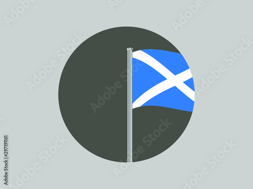 Flagpole of National flag of Scotland know as Alba, part of United Kingdom of Great Britain. original colors and proportion. Vector illustration, from countries flag set.